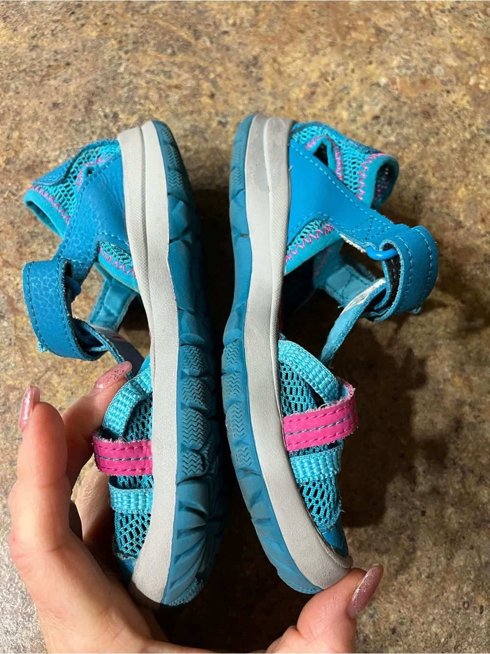Merrell Girls Kids Blue Pink Closed Toe Sport Water Sandals Size 12
